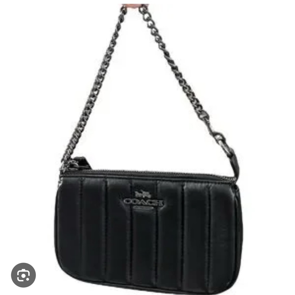 Coach Nolita 19 Black Quilted Leather Wristlet in Black Gunmetal
